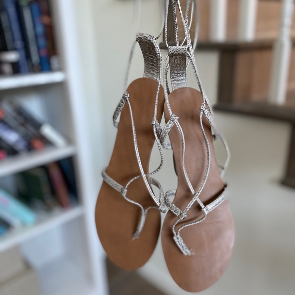 Snake Print Silver Gladiator Sandals 8.5 Like New